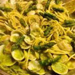 Spaghetti alle vongole e crema di asparagi